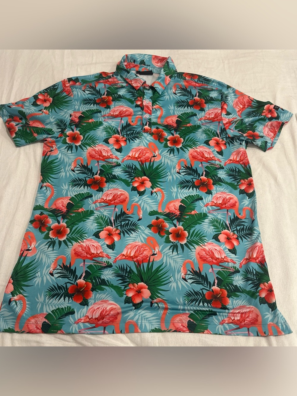 Yatta Golf Polo Size Medium floral flamingo AOP performance
